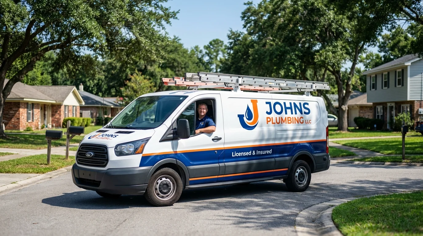 Johns Plumbing LLC service van in Heflin, AL