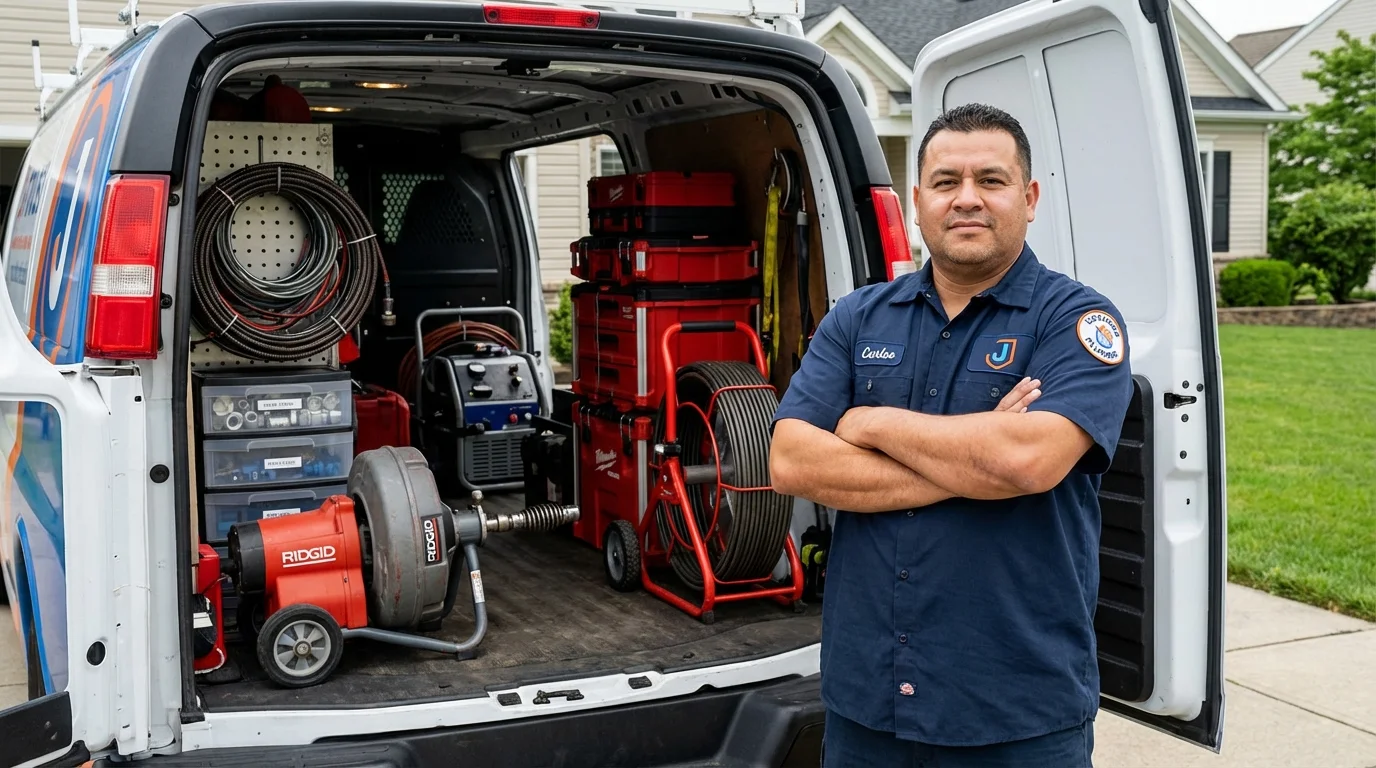 Professional drain cleaning equipment and Johns Plumbing LLC plumber in Heflin