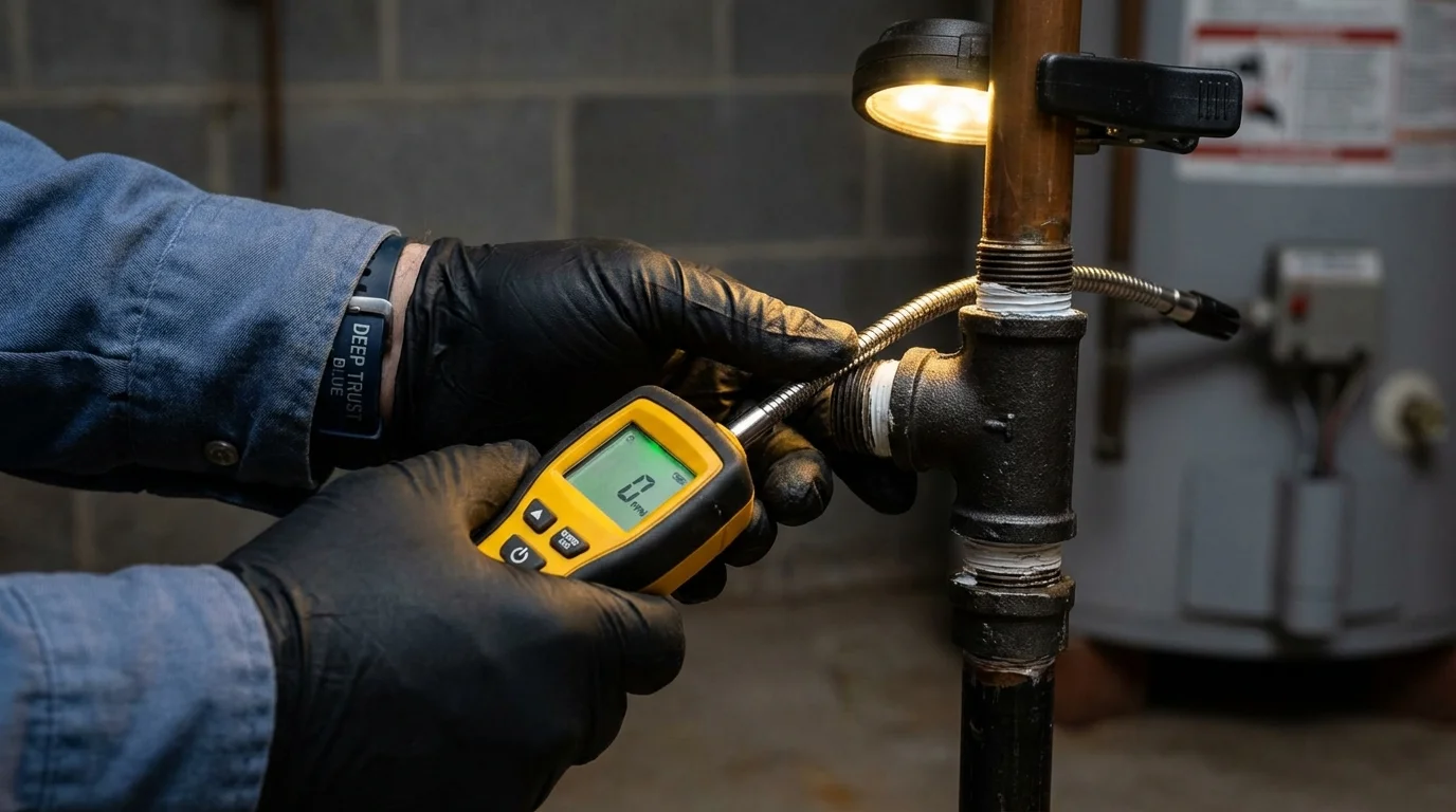 Gas leak detection with electronic sniffer by Johns Plumbing LLC in Heflin