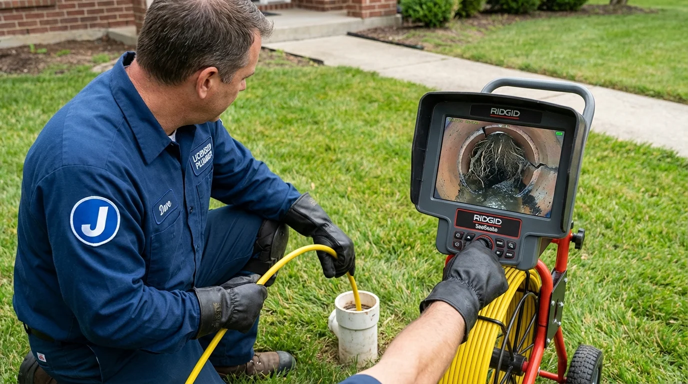 Sewer camera inspection being performed by Johns Plumbing LLC in Heflin