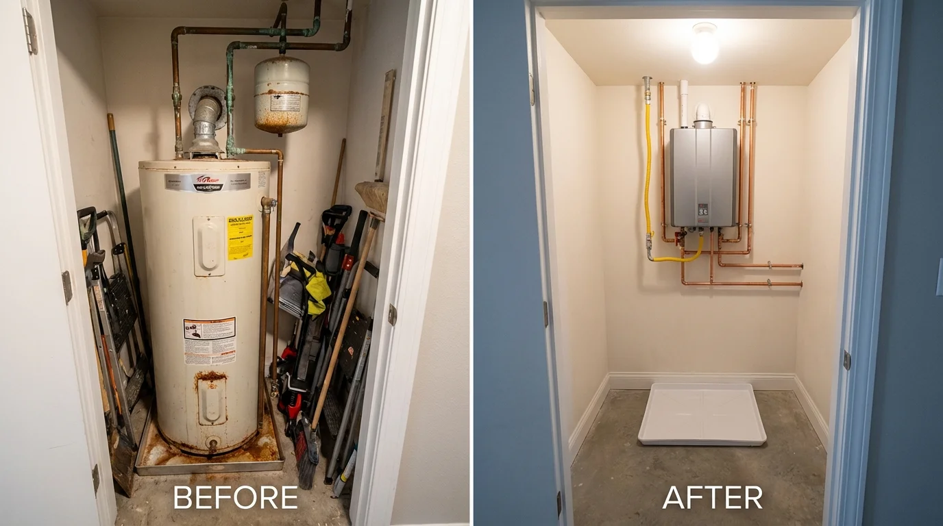 Tank water heater versus wall-mounted tankless unit comparison for Heflin, AL homeowners